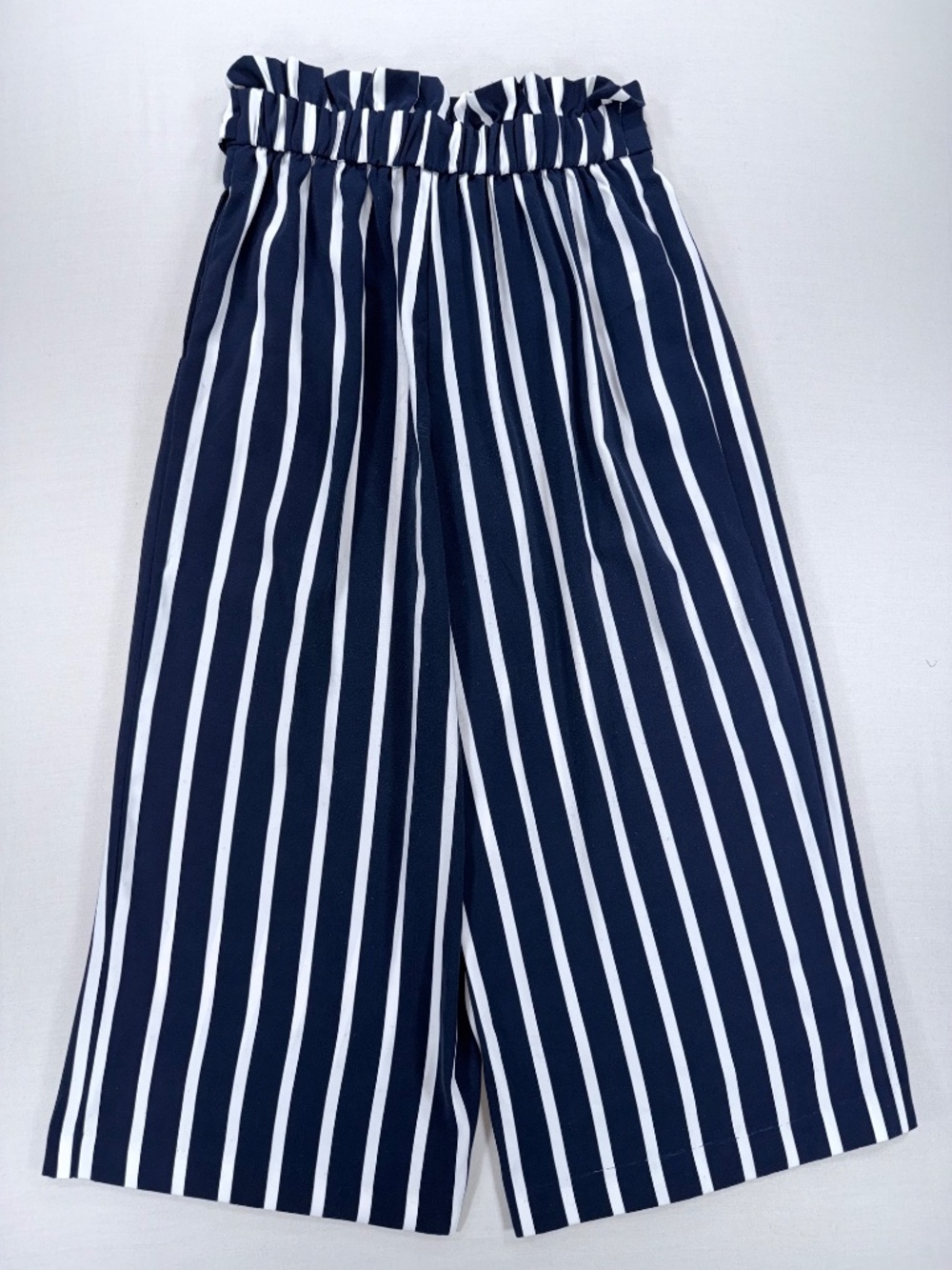 Zara Trafaluc Navy White Striped Wide Leg Culotte Pants Size S - Picture 3 of 3